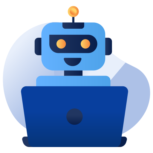 Icône d’un robot illustrant des solutions et technologies avancées en IA.